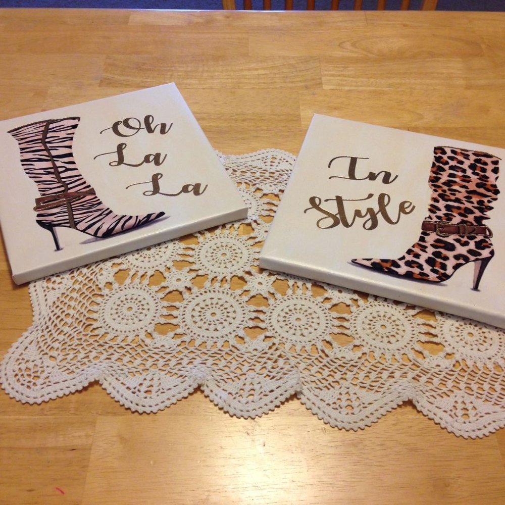 Fashionista Boots wall art set, nwot